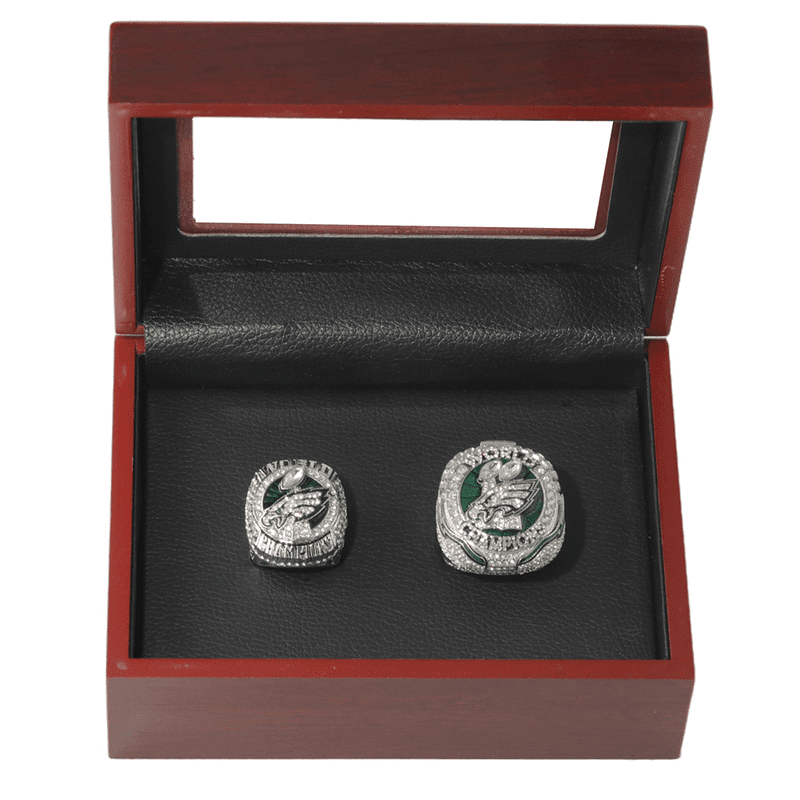 Philadelphia Eagles 2018 2025 Super Bowl Ring Set,With Wooden Display Box