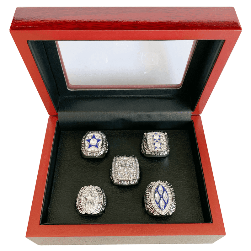 1971-1995 Dallas Cowboys Super Bowl Championship Rings Set,With Wooden Display Box